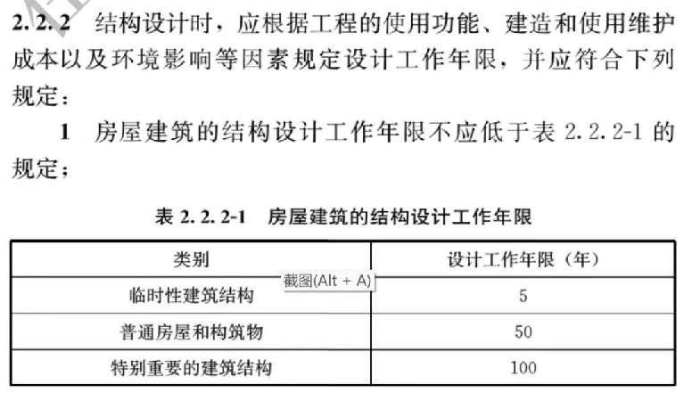 结构设计使用年限