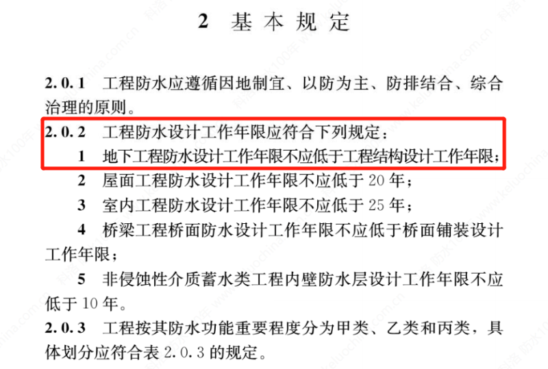 强条GB55030-2022地下防水工程年限同结构同寿命